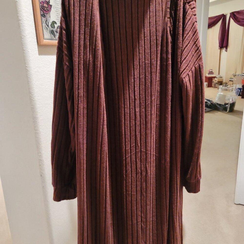 2 Piece Brown Cardigan Dress Set